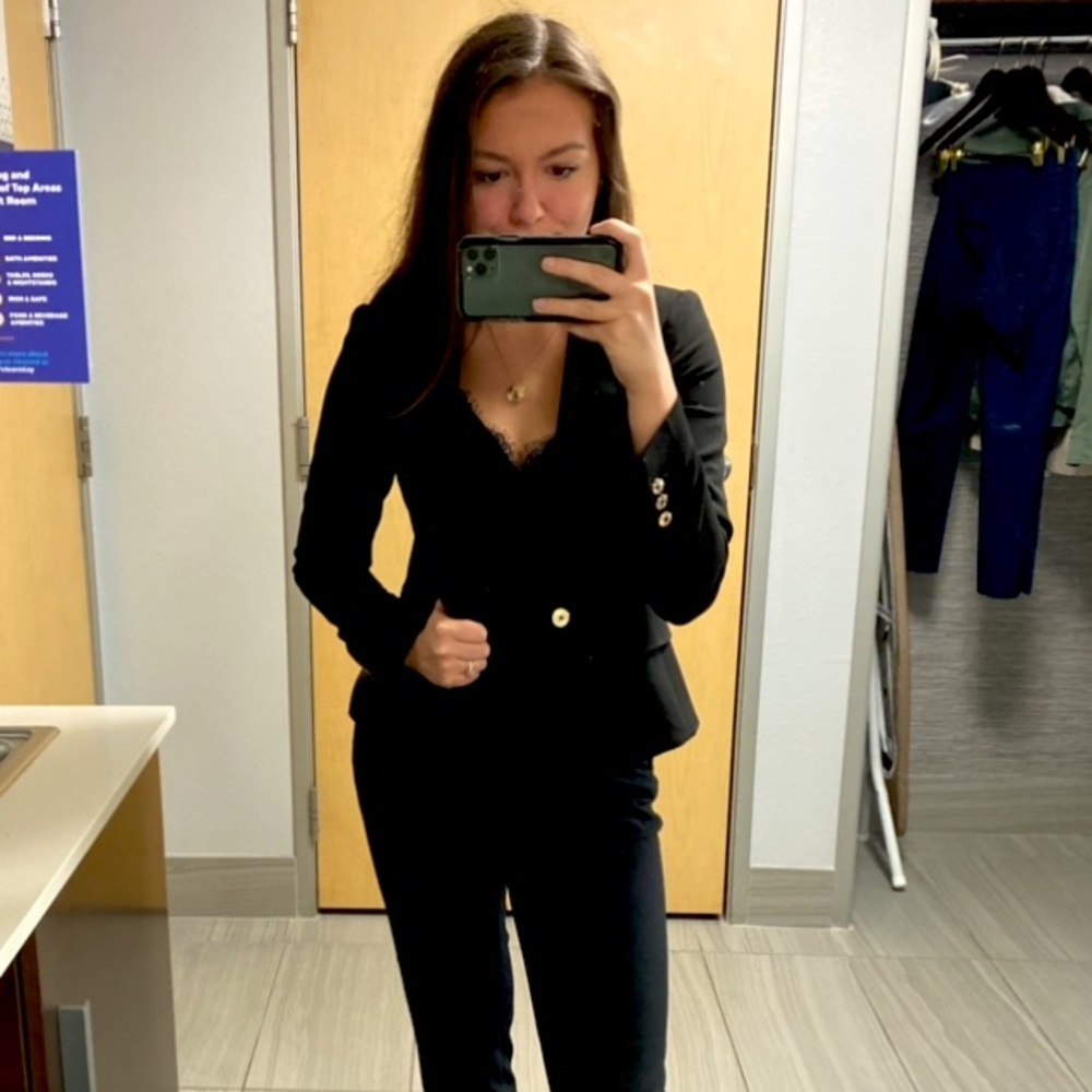 White House Black Market Blazer with Gold Button Detail Size 2 Black